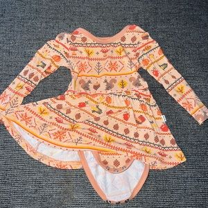 Little Sleepies Harvest Fair Isle Twirl Dress EUC 0-3 Months